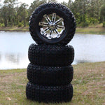 Golf Cart Tire / Wheel Assembly - 12x7 Typhoon Black Machined